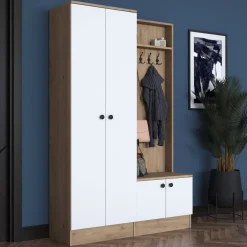 Mendy hallmöbel 120 cm - Valnöt/vit