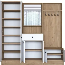 Mendy hallmöbel 180 cm - Valnöt/vit