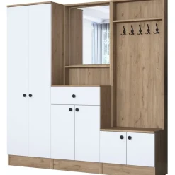 Mendy hallmöbel - Vit/valnöt