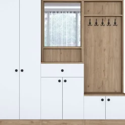 Mendy hallmöbel - Vit/valnöt