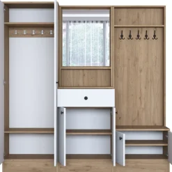 Mendy hallmöbel - Vit/valnöt