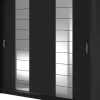 Mervyn garderob B220 cm - Svart / Spegel