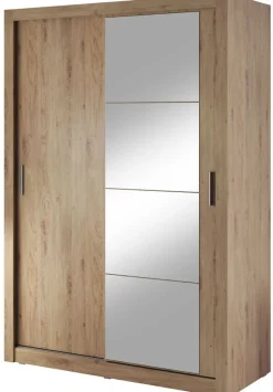 Mervyn garderob med skjutdörrar och inredning bredd 150 cm - Shetland ek