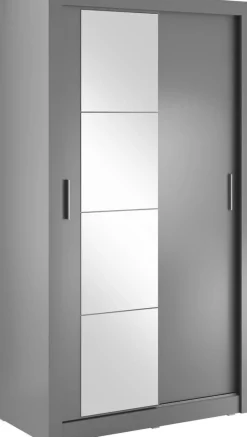Mervyn garderob med skjutdörrar 120 cm - Grå / Spegel