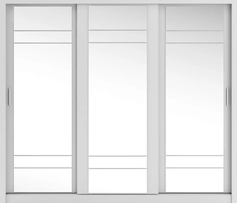 Mervyn vit garderob med spegel och inredning - Bredd 250 cm