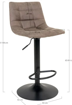 Middelfart Barstol - Ljusbrun/svart