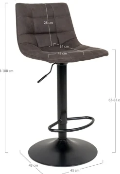 Middelfart Barstol - Mörkgrå/svart + Möbeltassar