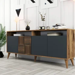 Milan skänk 180 cm - Valnöt/antracit