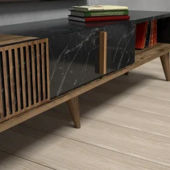 Milan TV-bänk - Valnöt/svart