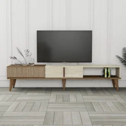 Milan TV-bänk - Valnöt/travertin