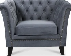 Milton Chesterfield fåtölj - Grå sammet