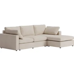 Moby beige divansoffa 296 cm - soffa med vändbar divan + Möbeltassar