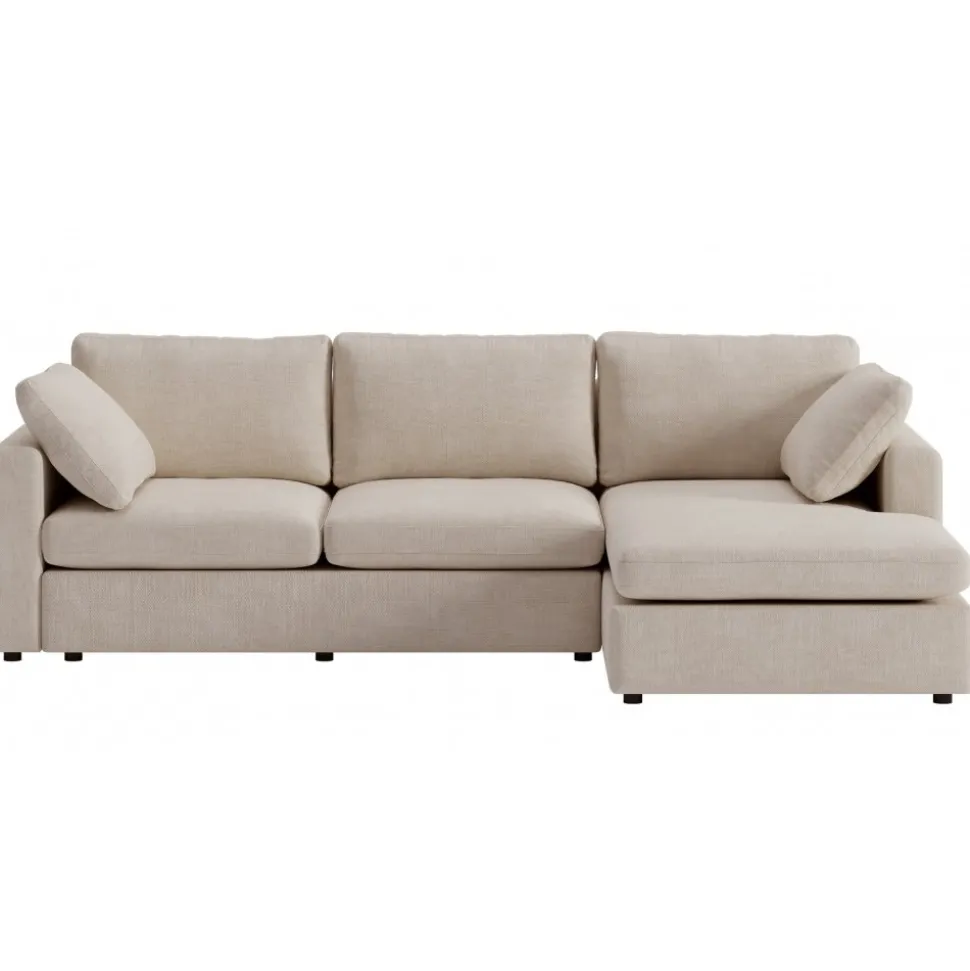 Moby beige divansoffa 296 cm - soffa med vändbar divan + Textilrengöring för möbler
