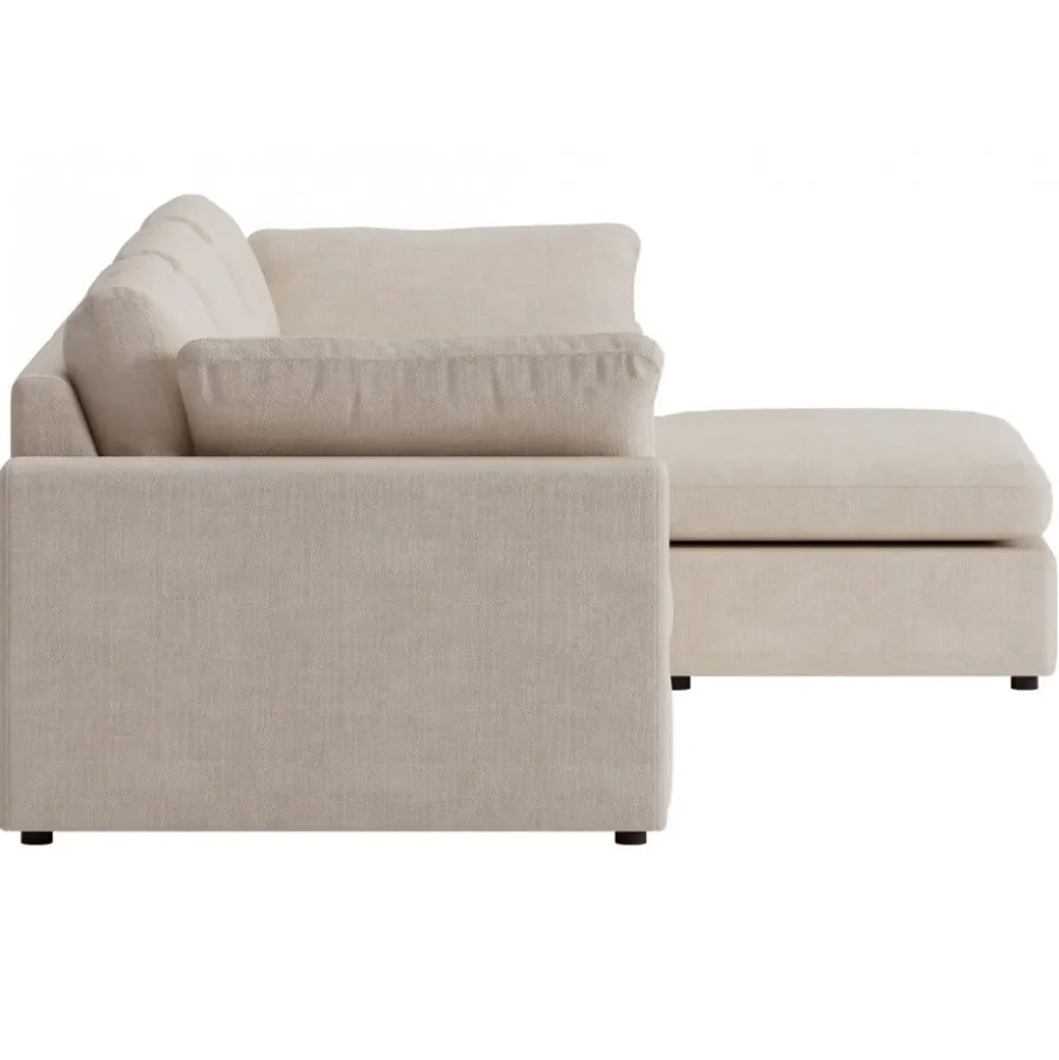 Moby beige divansoffa 296 cm - soffa med vändbar divan + Textilrengöring för möbler