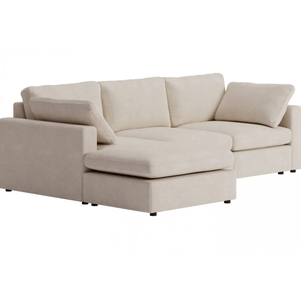 Moby beige divansoffa 296 cm - soffa med vändbar divan + Textilrengöring för möbler