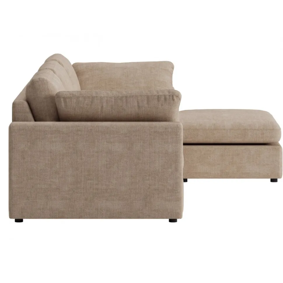 Moby mörkbeige divansoffa 296 cm - Vändbar divansoffa med pocketfjädrar + Möbeltassar