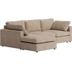 Moby mörkbeige divansoffa 296 cm - Vändbar divansoffa med pocketfjädrar + Möbeltassar