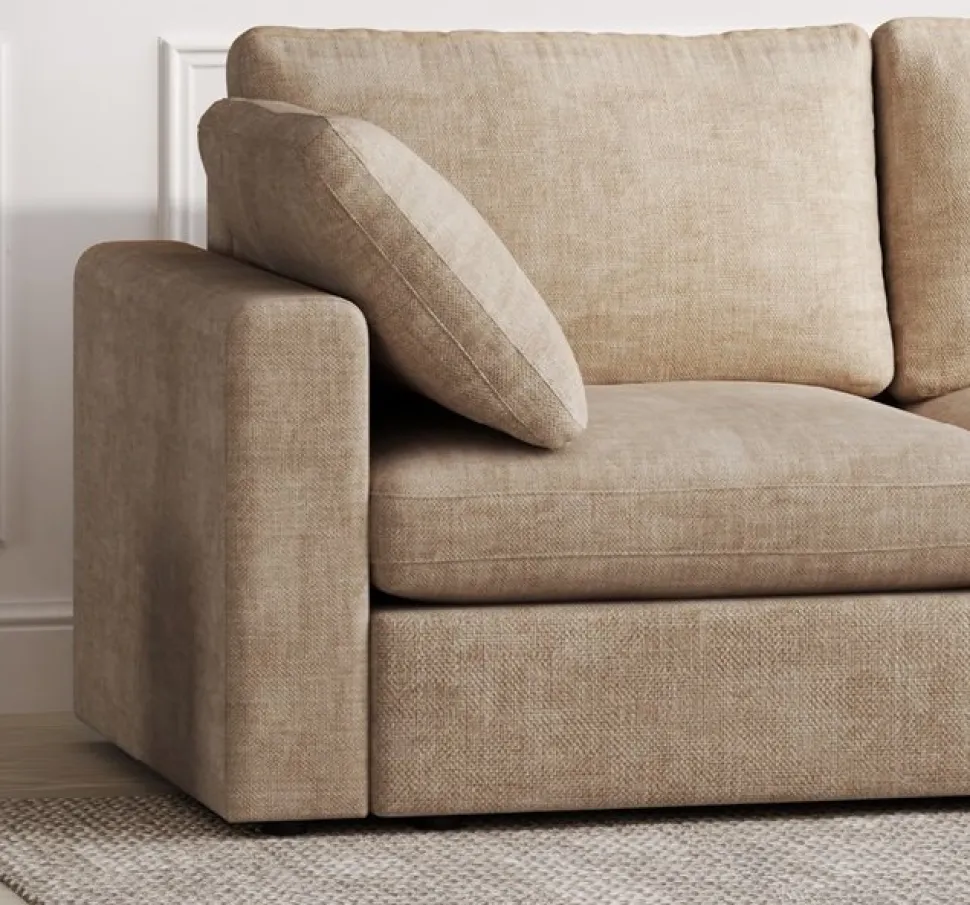 Moby mörkbeige divansoffa 296 cm - Vändbar divansoffa med pocketfjädrar