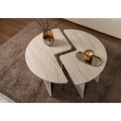 Moira soffbord Ø90 cm - Travertin