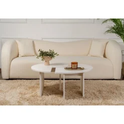 Moira soffbord Ø90 cm - Vit trä