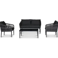 Molde loungegrupp med bord - Svart/grå rep