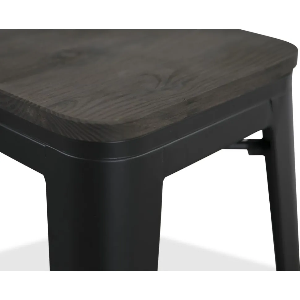 Montreux Barpall i plåt vintage - Plåt / Mörkbrunt trä + Fläckborttagare för möbler