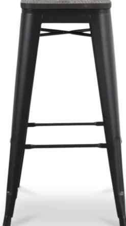 Montreux Barpall i plåt vintage - Plåt / Mörkbrunt trä