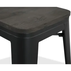 Montreux Barpall i plåt vintage - Plåt / Mörkbrunt trä