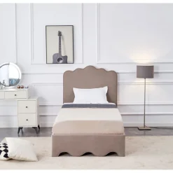 Mörkbeige sängram 90x200 cm