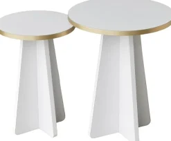 Mushroom sidobordset Ø30/40 cm - Guld/vit