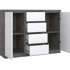 Naia skänk - Betong/vit