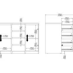 Naia skänk - Betong/vit