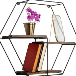 Narcissus vägghylla - Svart/valnöt