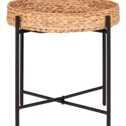 Naro sidobord Ø50 cm - Beige/svart