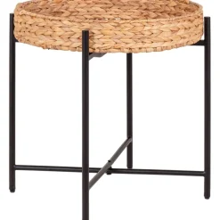 Naro sidobord Ø50 cm - Beige/svart