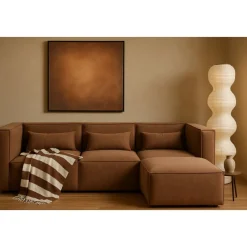 Nees modulsoffa i cognac combo 3 + Möbeltassar