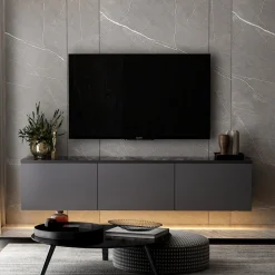 Neon TV-bänk med LED-belysning - Antracit