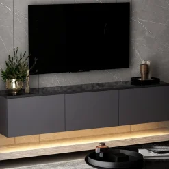 Neon TV-bänk med LED-belysning - Antracit