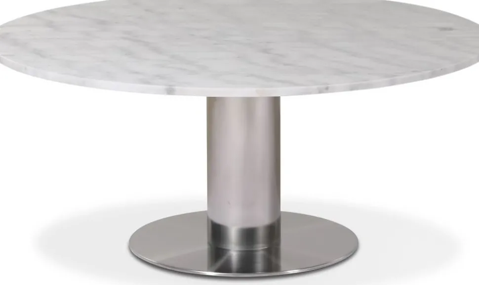 Next runt soffbord i marmor D105 cm - Borstad stål / Marmor (Vit)