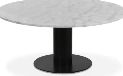 Next runt soffbord i marmor D105 cm - Svart / marmor (Vit)