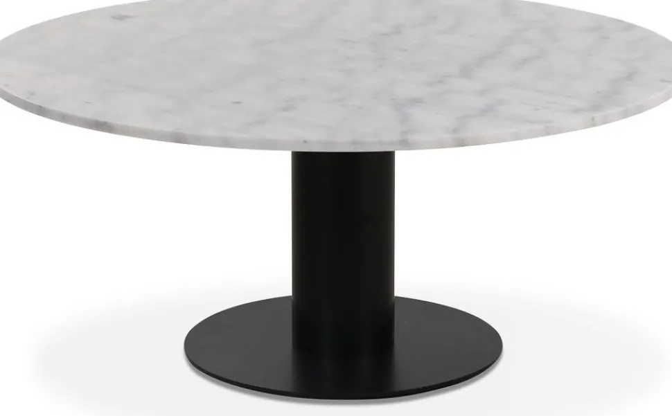 Next runt soffbord i marmor D105 cm - Svart / marmor (Vit)