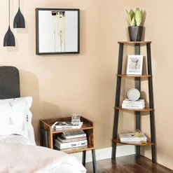 Nilla hörnsteghylla 125 cm - Brun/svart