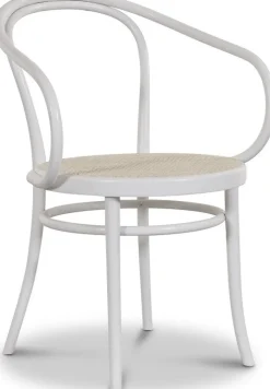 No 30 Karmstol med rottingsits - Vit/Rotting