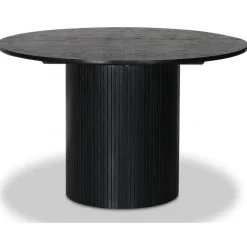 Nova förlängningsbart runt matbord Ø115-160 cm - Svartbetsad ek + Möbeltassar