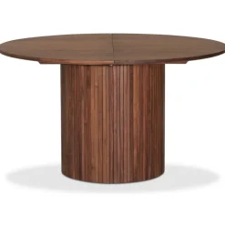 Nova matgrupp, förlängningsbart matbord Ø130-170 cm inkl 6 st Orust svarta pinnstolar - Valnöt