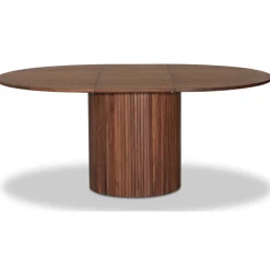 Nova matgrupp, förlängningsbart matbord Ø130-170 cm inkl 6 st svarta pinnstolar Castor - Valnöt + 4.00 x Möbeltassar