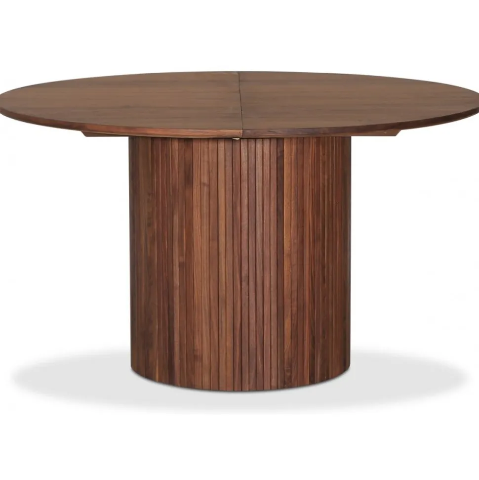 Nova matgrupp, förlängningsbart matbord Ø130-170 cm inkl 6 st svarta pinnstolar Castor - Valnöt + 4.00 x Möbeltassar