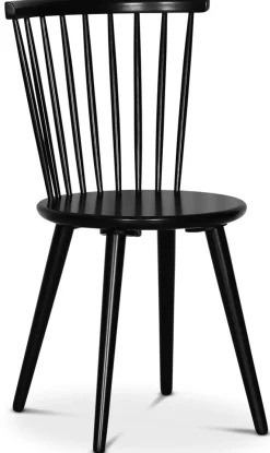 Nova matgrupp, förlängningsbart matbord Ø130-170 cm inkl 6 st svarta pinnstolar Castor - Valnöt