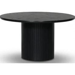 Nova soffbord Ø80 cm - Svart askfanér + Möbeltassar