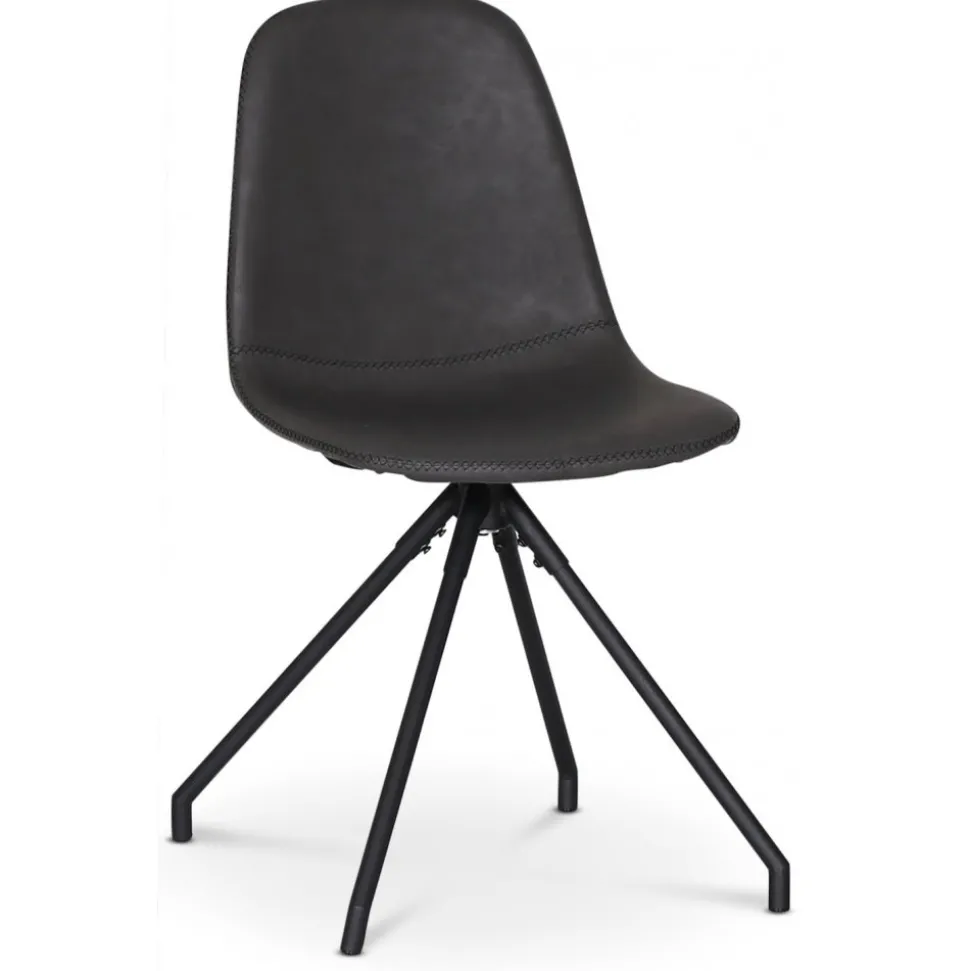 Omni matgrupp, runt matbord Ø130 cm inkl 4 st Bridge snurrbara svarta stolar - Svartbetsad ek + 3.00 x Möbeltassar